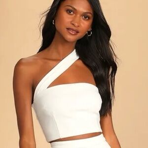 Lulus Flaunt It Like That White One-Shoulder TOP ONLY